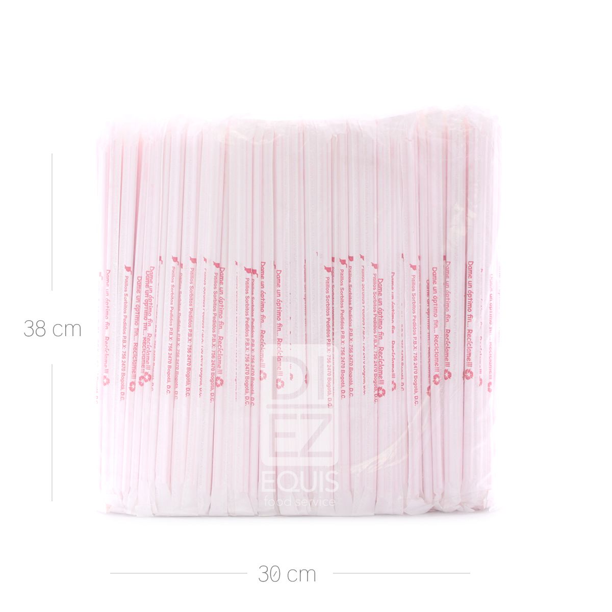 10X Pitillo Vaso Blanco con Rojo Empacado 19.5 cm Calibre 0.47 CP Bolsa x 500 Und