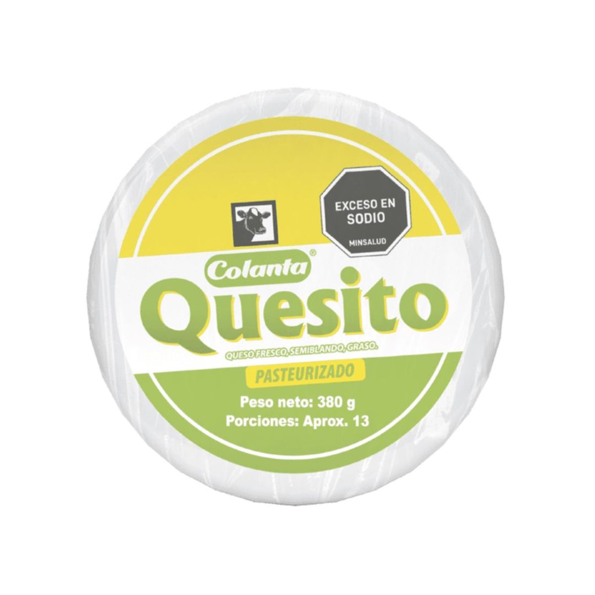 10X Quesito Blanco Redondo Al Vacio Colanta x 380 Gr