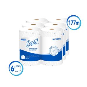Toalla Mano Rollo Scott Essential Blanco 9692 x 177 Mts x 6 Rollos - Paquete