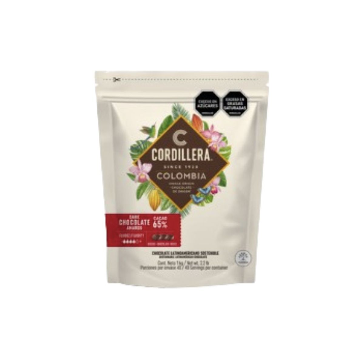 10X Cobertura de Chocolate Amargo Cordillera Monedas 65% x 1000 Gr Bolsa