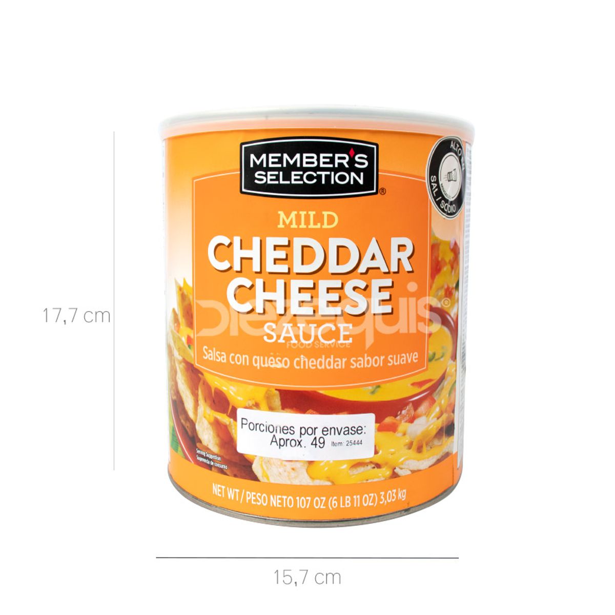 10X Salsa De Queso Cheddar Suave x 3,03 Kg Lata