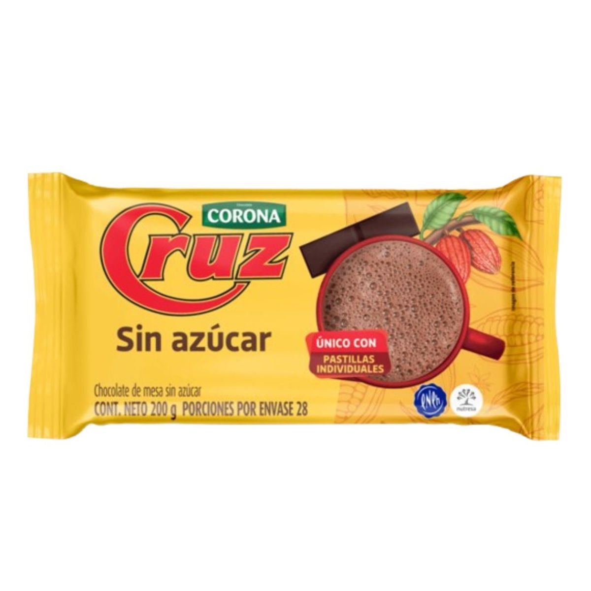 10X Chocolate Cruz Corona Sin Azúcar x 200 Gr