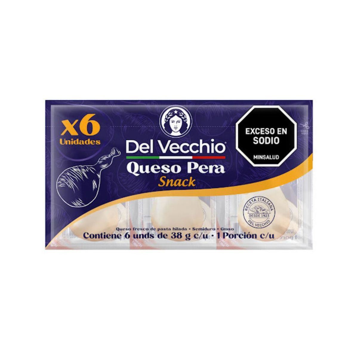 10X Queso Pera Del Vecchio x 38 Gramos x 6 Und (Individual)