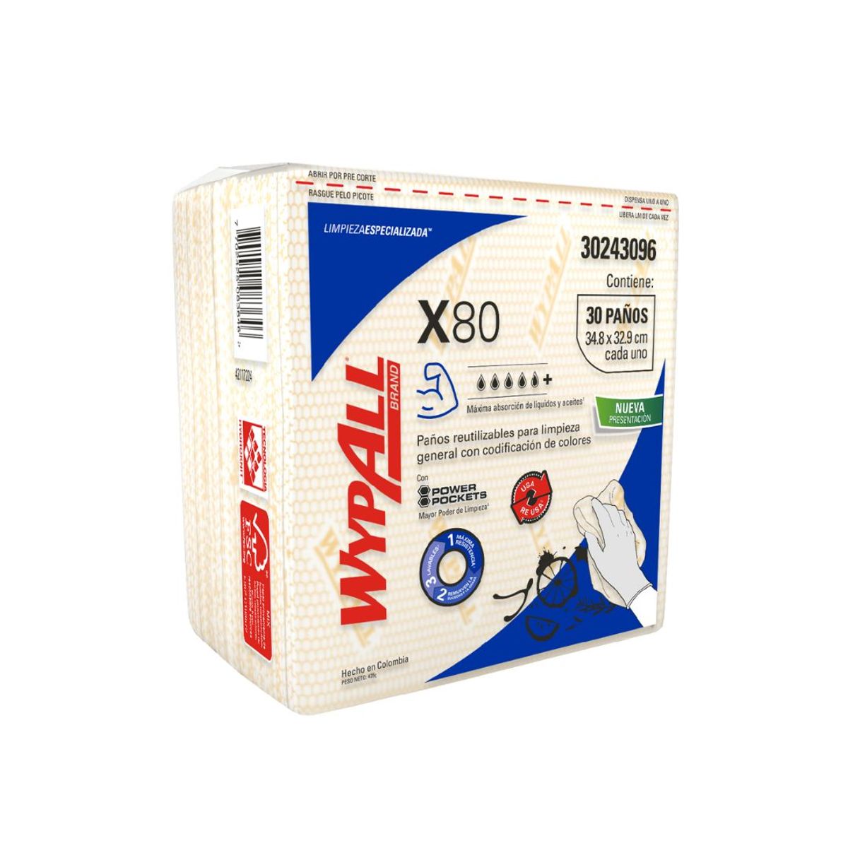 10X Limpión Wypall X80 Plus Amarillo Interfold 3096 x 30 paños