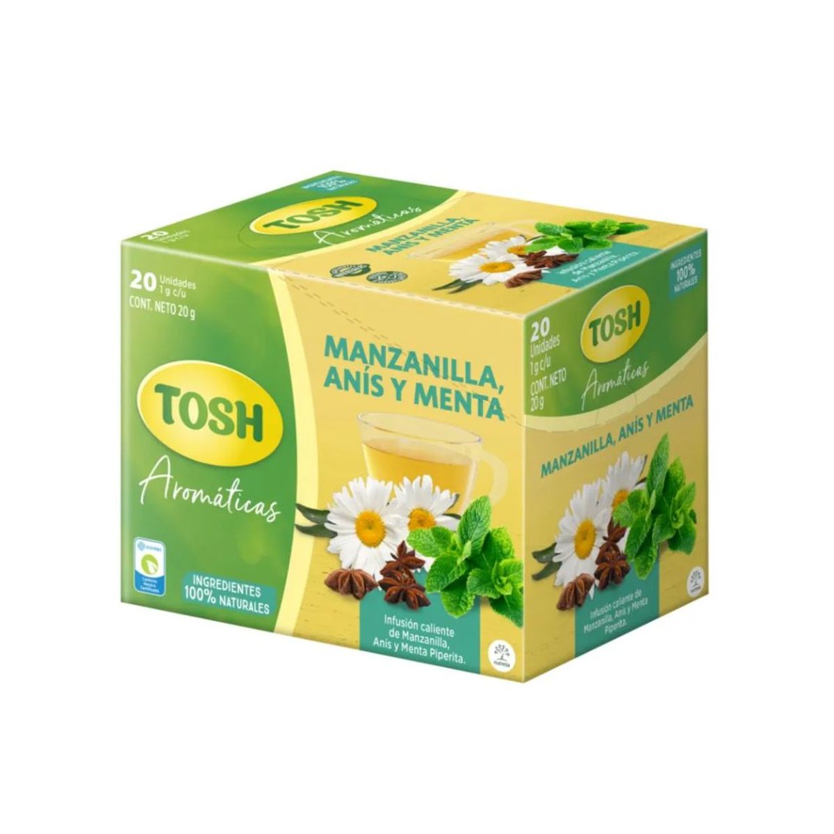 10X Aromática Manzanilla, Anís y Menta Tosh x 20 Und