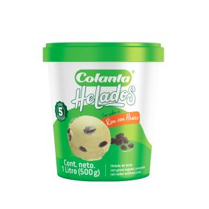 Helado Colanta Ron Con Pasas x 1 Litros Neto 500 Gr - Unidad