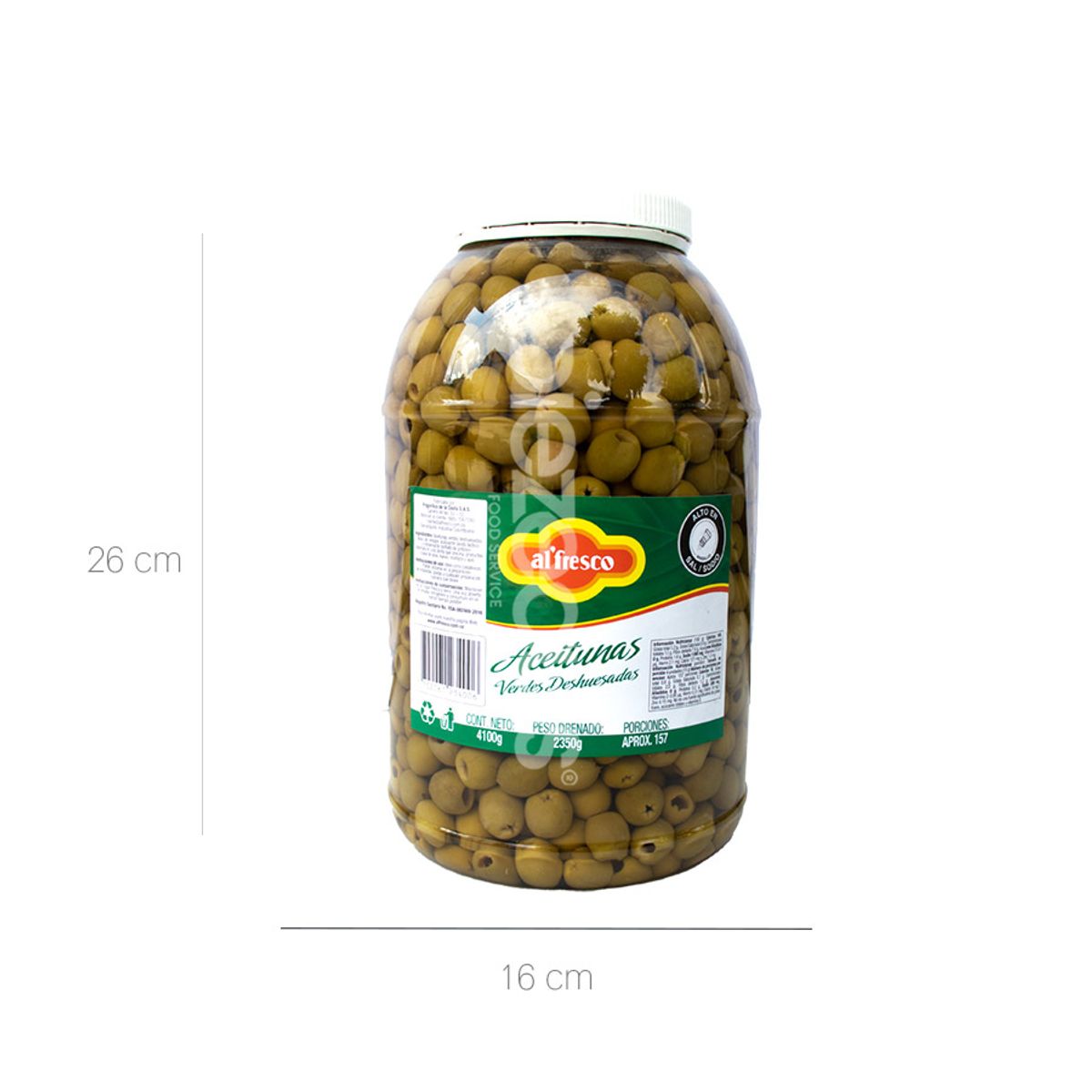 10X Aceituna Verde Deshuesada Alfresco Galón X 4000 Gr  Drenado 2350 Gr Pet