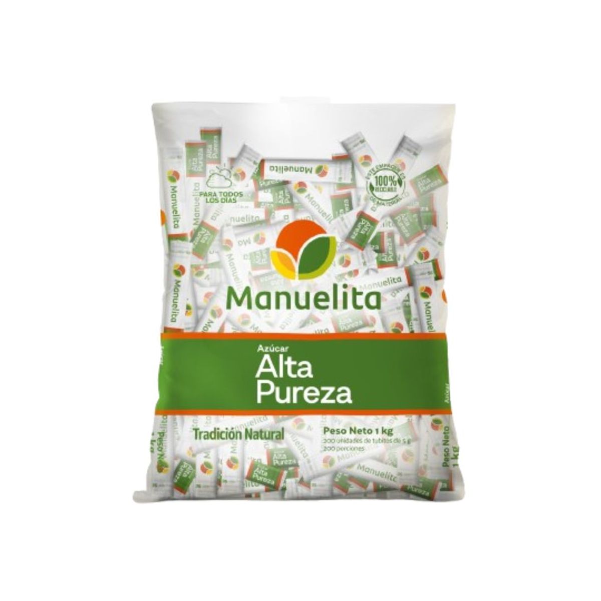 10X Azúcar Refinada Manuelita Tubito 5 Gr x 200 Und