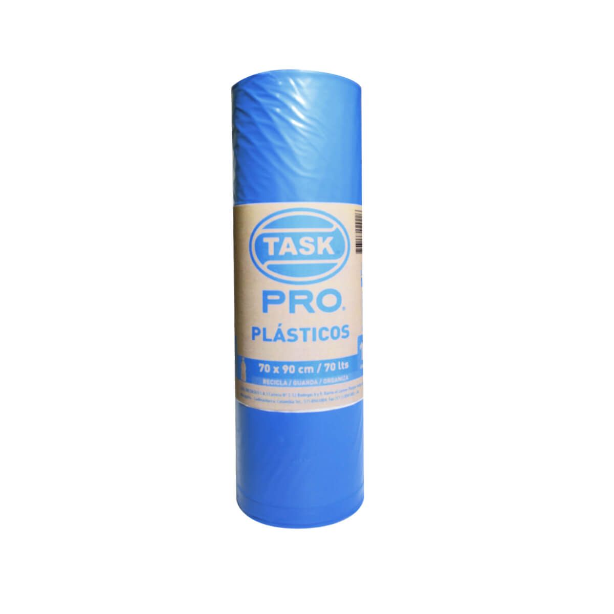 10X Bolsa Basura Azul Rollo Task Pro 70 x 90 x 10 Und