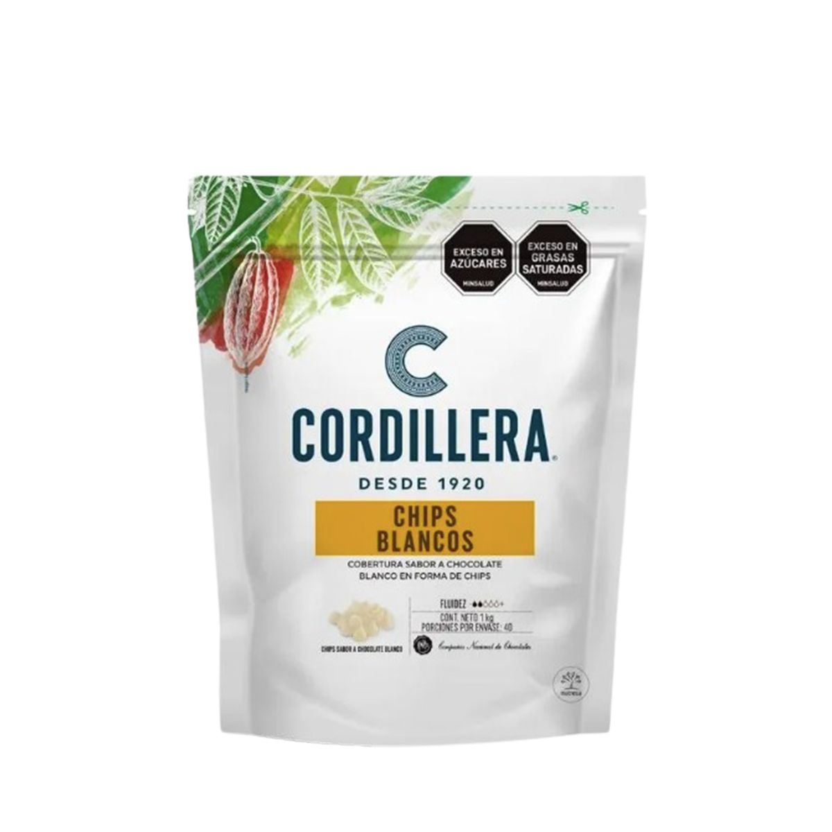 10X Chips De Chocolate Blanco Cordillera x 1000 Gr Bolsa