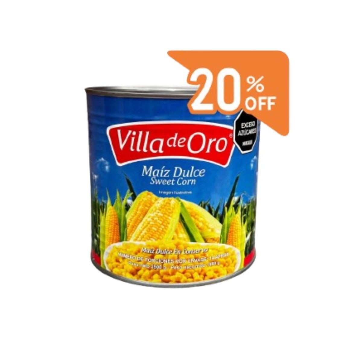 10X Maíz Tierno Sweet Corn Villa De Oro x 2400 Gr Lata Drenado 1850 Gr