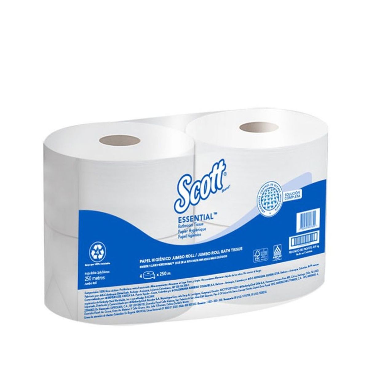 10X Papel Higiénico Jumbo Essential Blanco H Sencilla Scott 1021 x 250 m x 4