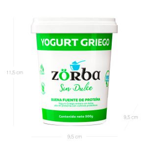 Yogurt Griego Natural Sin Dulce Zorba x 500 Gr - Unidad