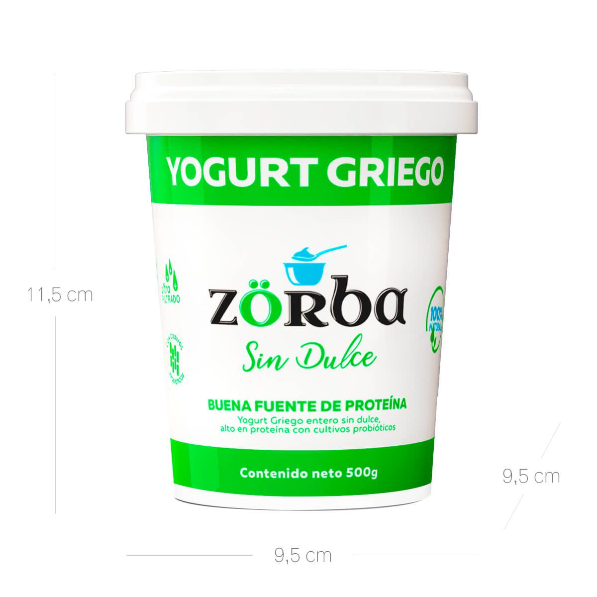 10X Yogurt Griego Natural Sin Dulce Zorba x 500 Gr