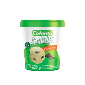 Helado Colanta Ron Con Pasas x 500 Ml Neto 250 Gr - Unidad