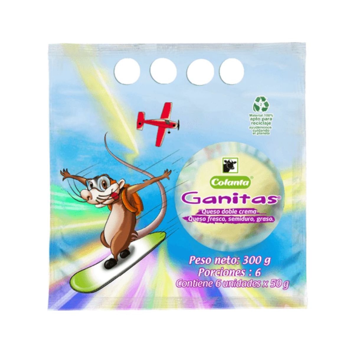 10X Queso Doble Crema Colanta Ganitas x 300 Gr x 6 Und