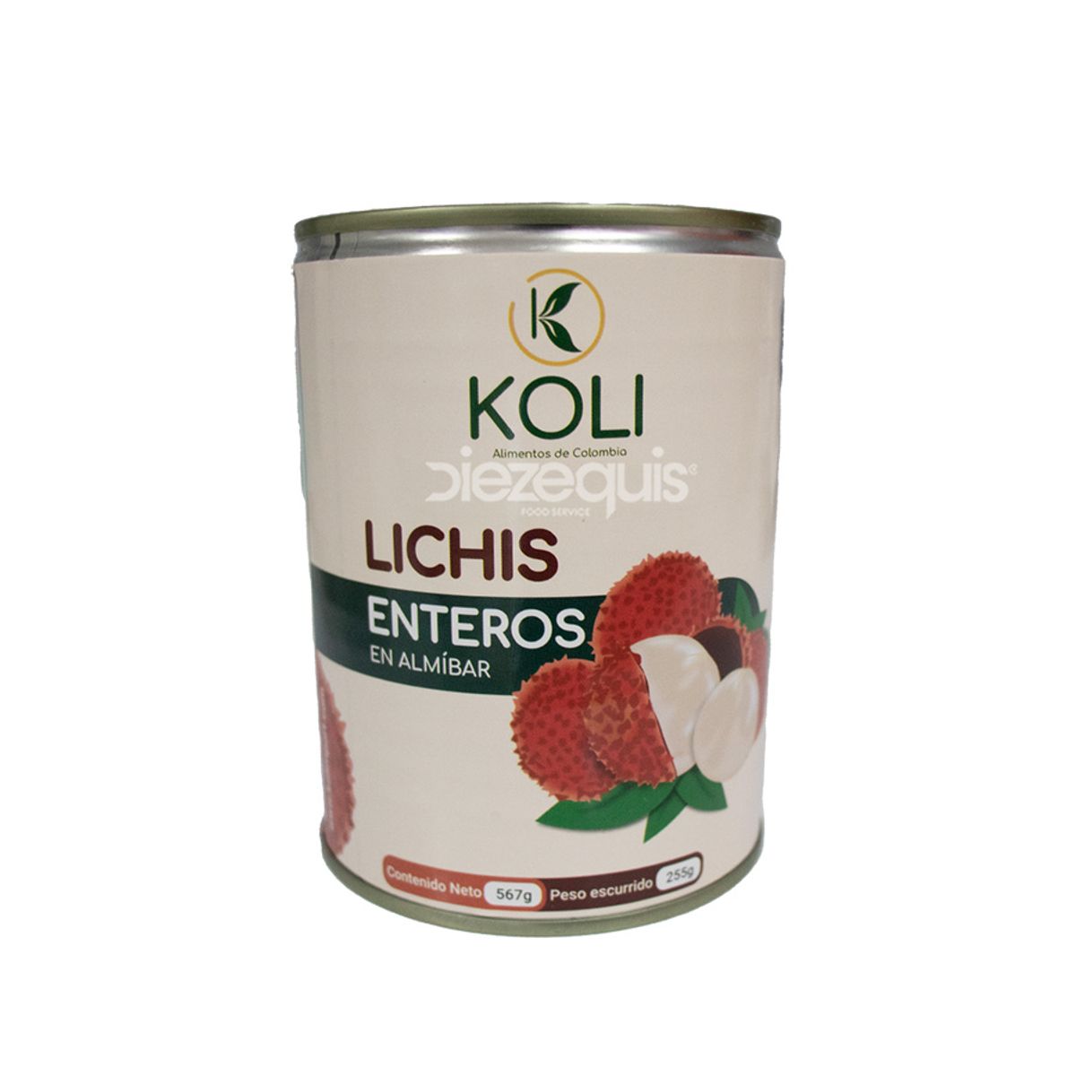 10X Lychees Enteros En Almibar Koli x 567 Gr Lata