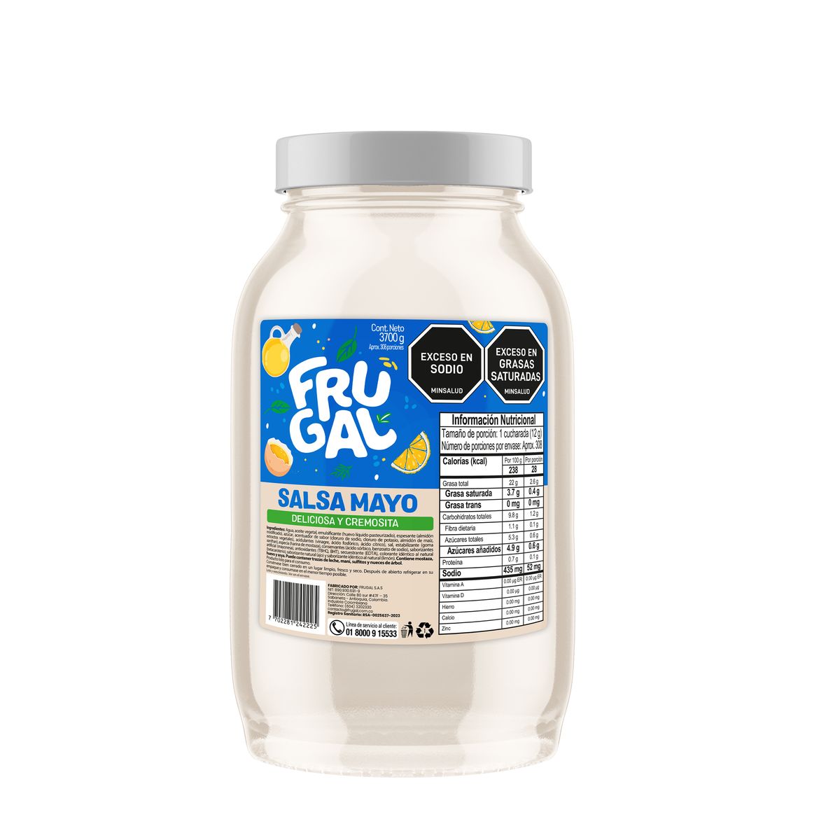 10X Mayonesa Baja Grasa Frugal x 3700 Gr