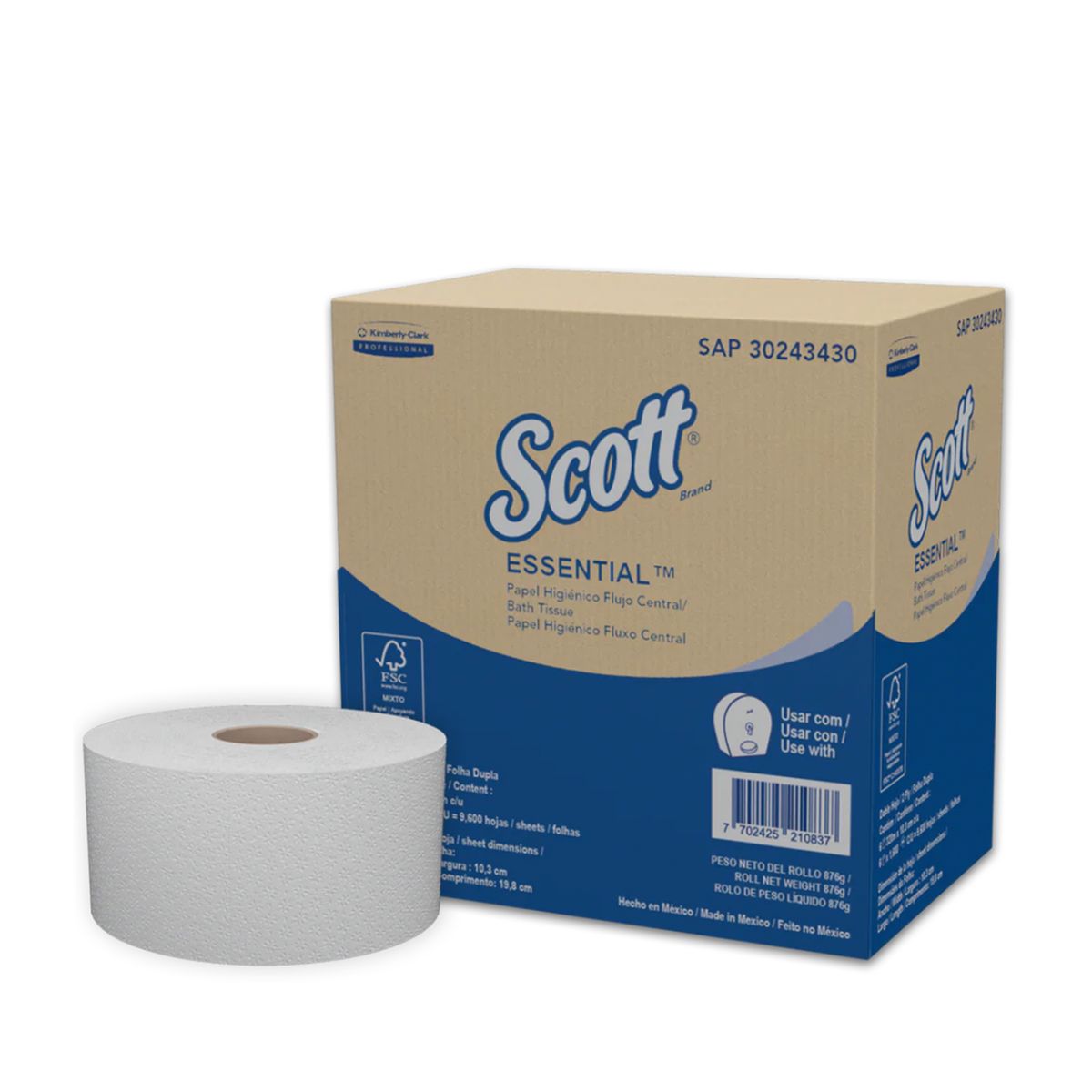 10X Papel Higiénico Flujo Central Blanco Scott 5397 x 320 mt x 6 Rollos