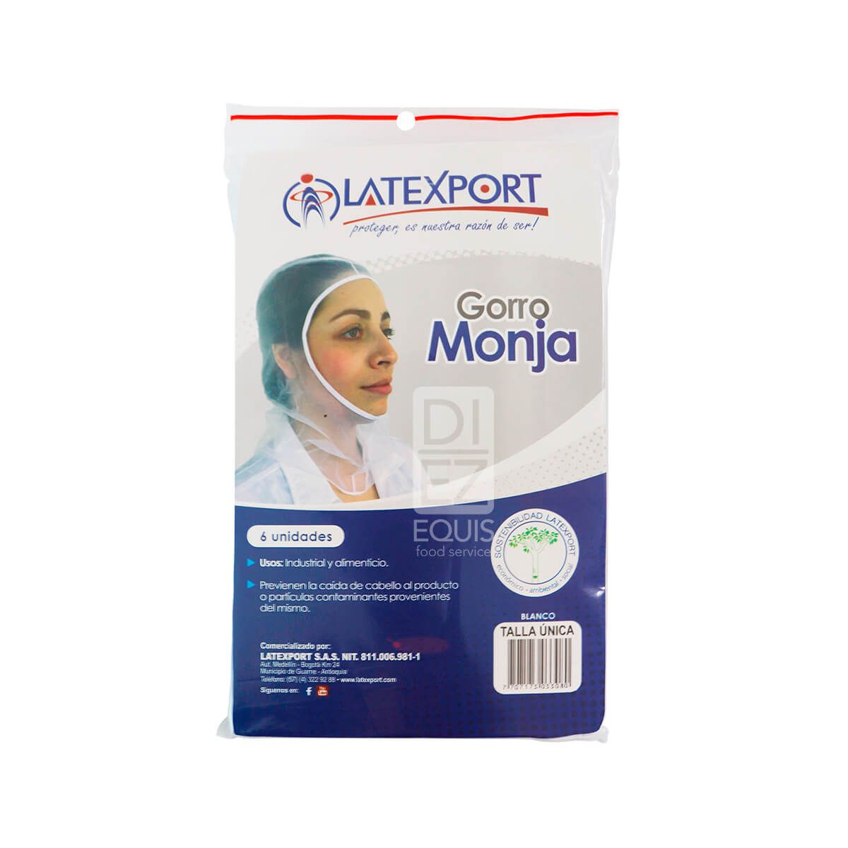 10X Gorro Blanco Tipo Monja Latexport x 6 Und