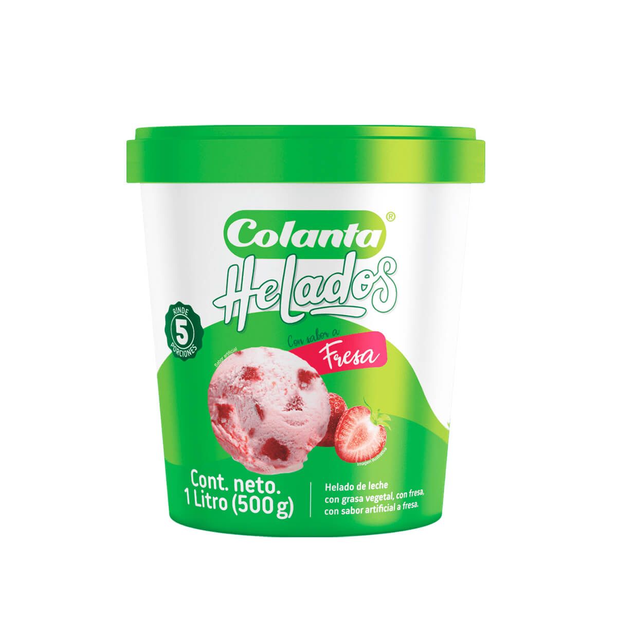 10X Helado Colanta De Fresa x 1 Litros Neto 500 Gr