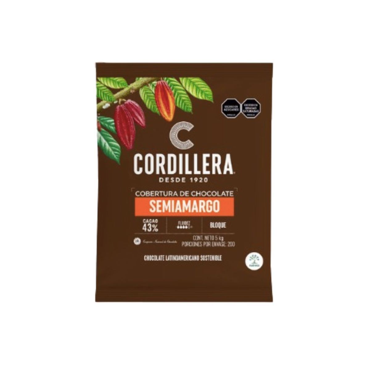 10X Cobertura Semiamarga Depósito al 43% Cordillera x 5000 Gr Caja