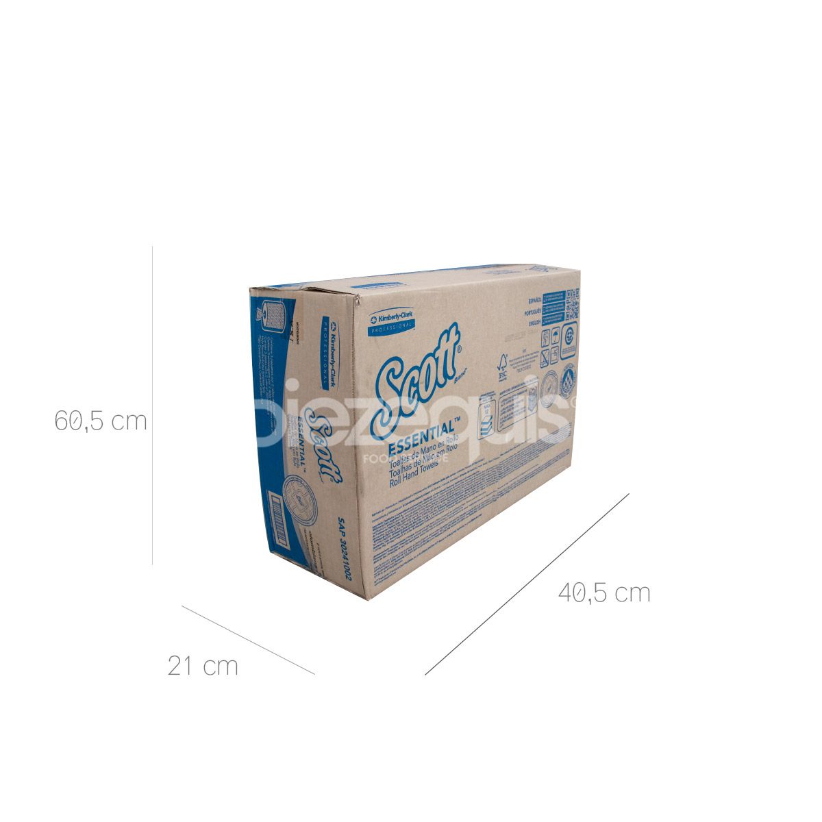 10X Toalla Mano Rollo Blanco Flujo Central Scott Essential 1002 x 200 Mts x 6 Rollos