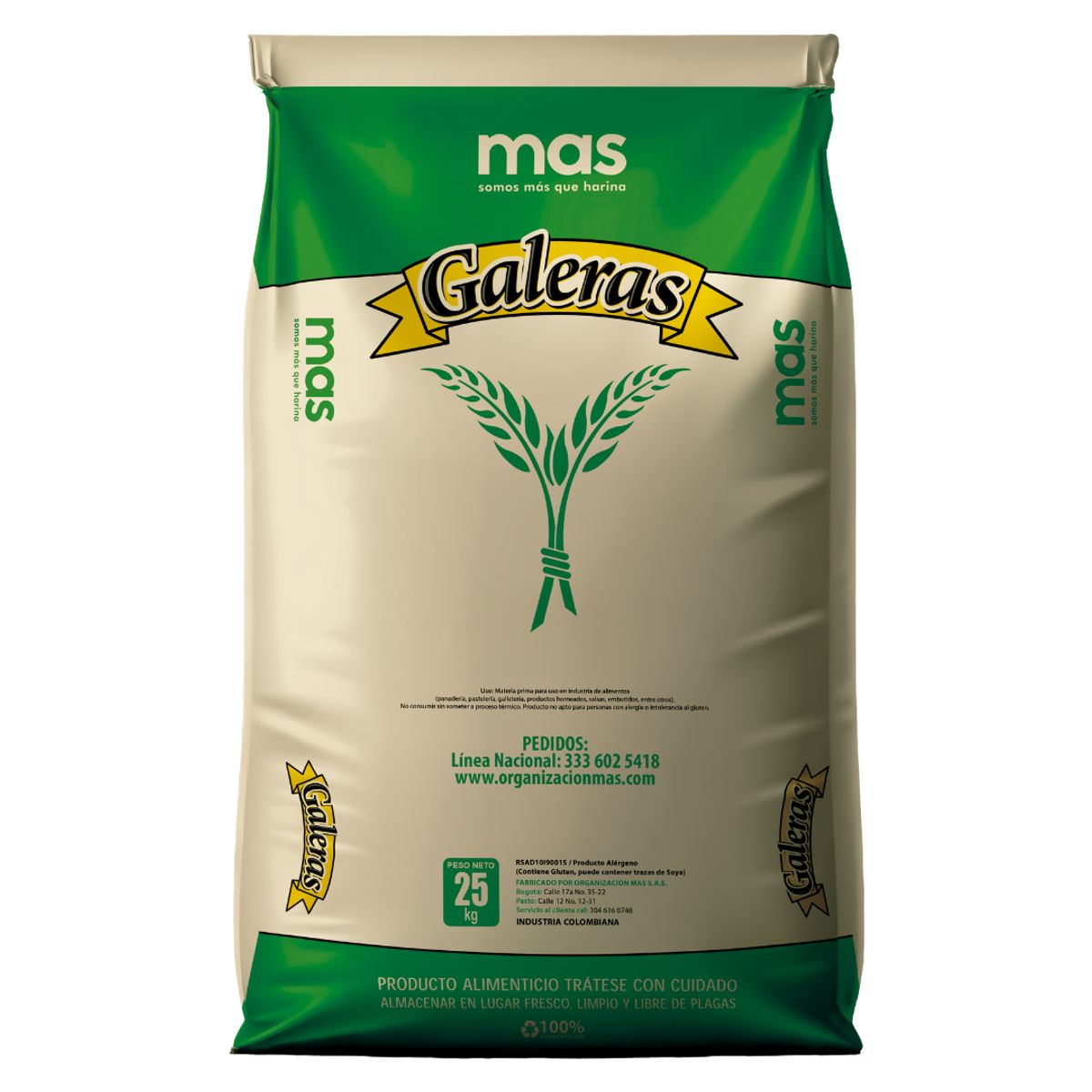 10X Harina Grano Entero Mas Bulto 25 Kg