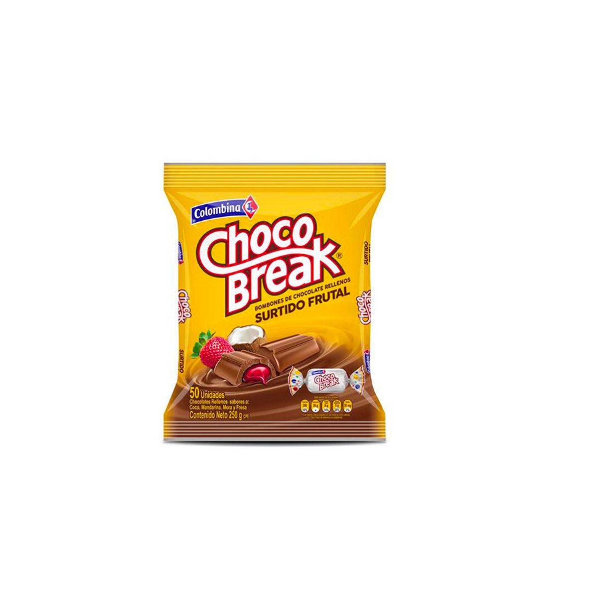 10X Choco Break Surtido Frutal Colombina x 5 Gr x 50 Unds
