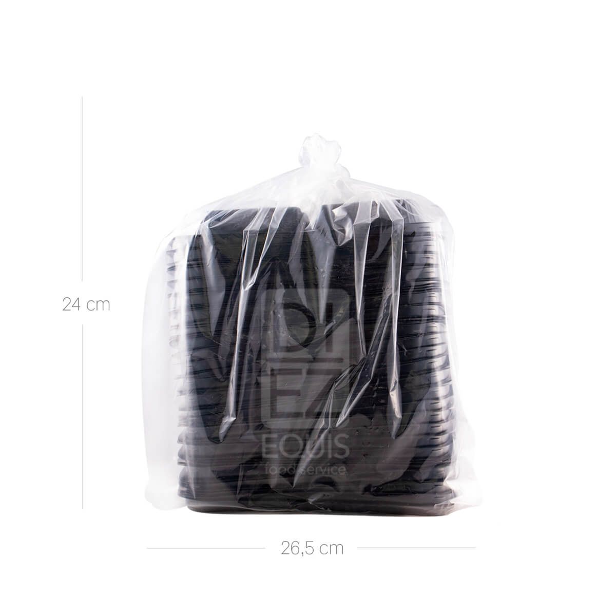 10X Plato Rígido Rectangular Negro 3 División x 100 Unid CAJA