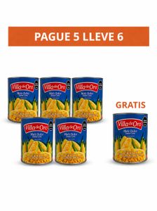 Promoción Maíz Tierno Pague 5 LLeve 6 Villa De Oro x 2400 Gr Lata Drenado 1850 Gr - Unidad
