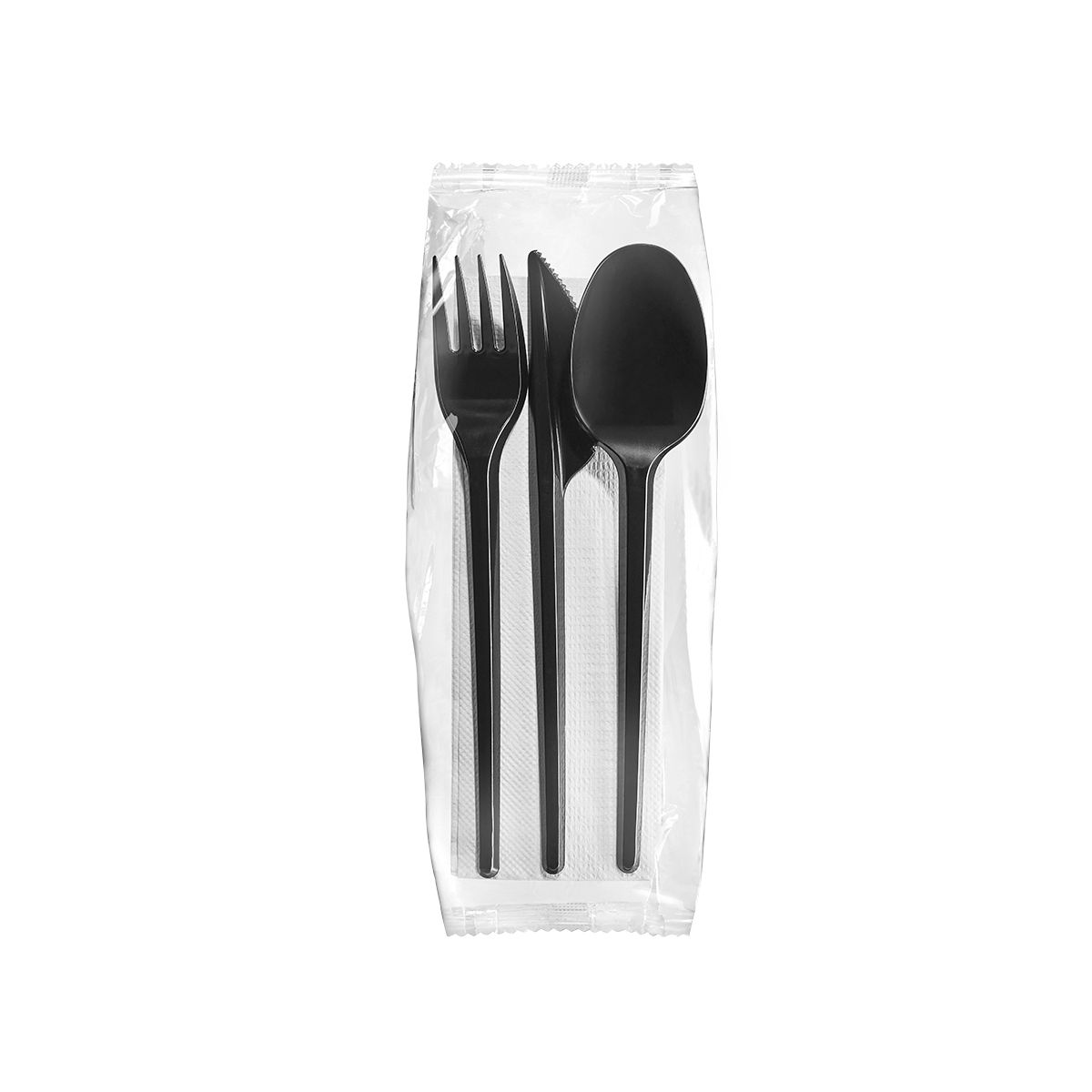 10X Set Cubiertos Tami Negro (Tenedor, Cuchillo, Cuchara, Serv) x 500 Und