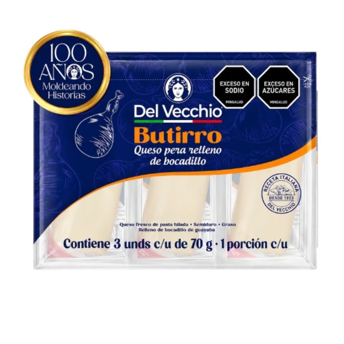 10X Queso Butirro Del Vecchio x 70 Gramos x 3 Und (Individual)