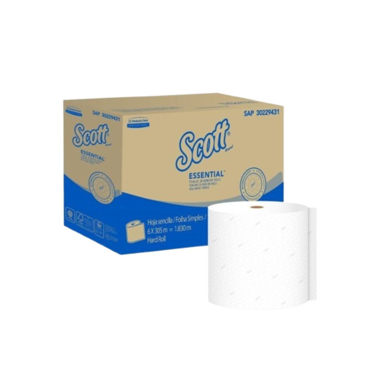 10X Toalla Mano Rollo Blanco Ahorramax Scott Low Cost (4303) 9431 x 305 Mts x 6