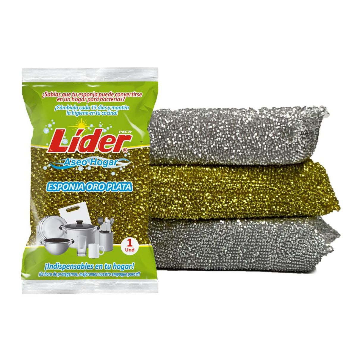 10X Esponja Dorada Plata Lider Unidad