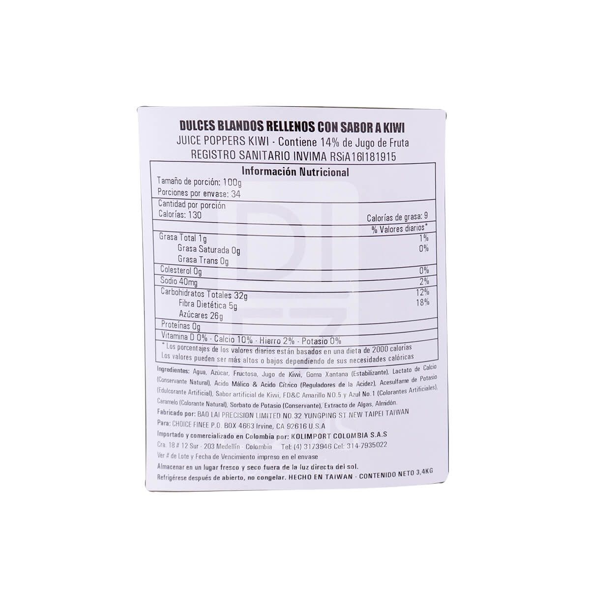 10X Perla Explosiva Kiwi Juice Poppers x 3.400 Gr Balde