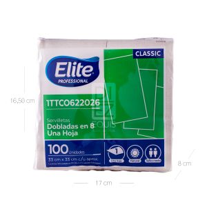 Servilleta de Lujo Doblada 1/8 Natural 622026 Elite 33x33 x100 Und Pte - Paquete