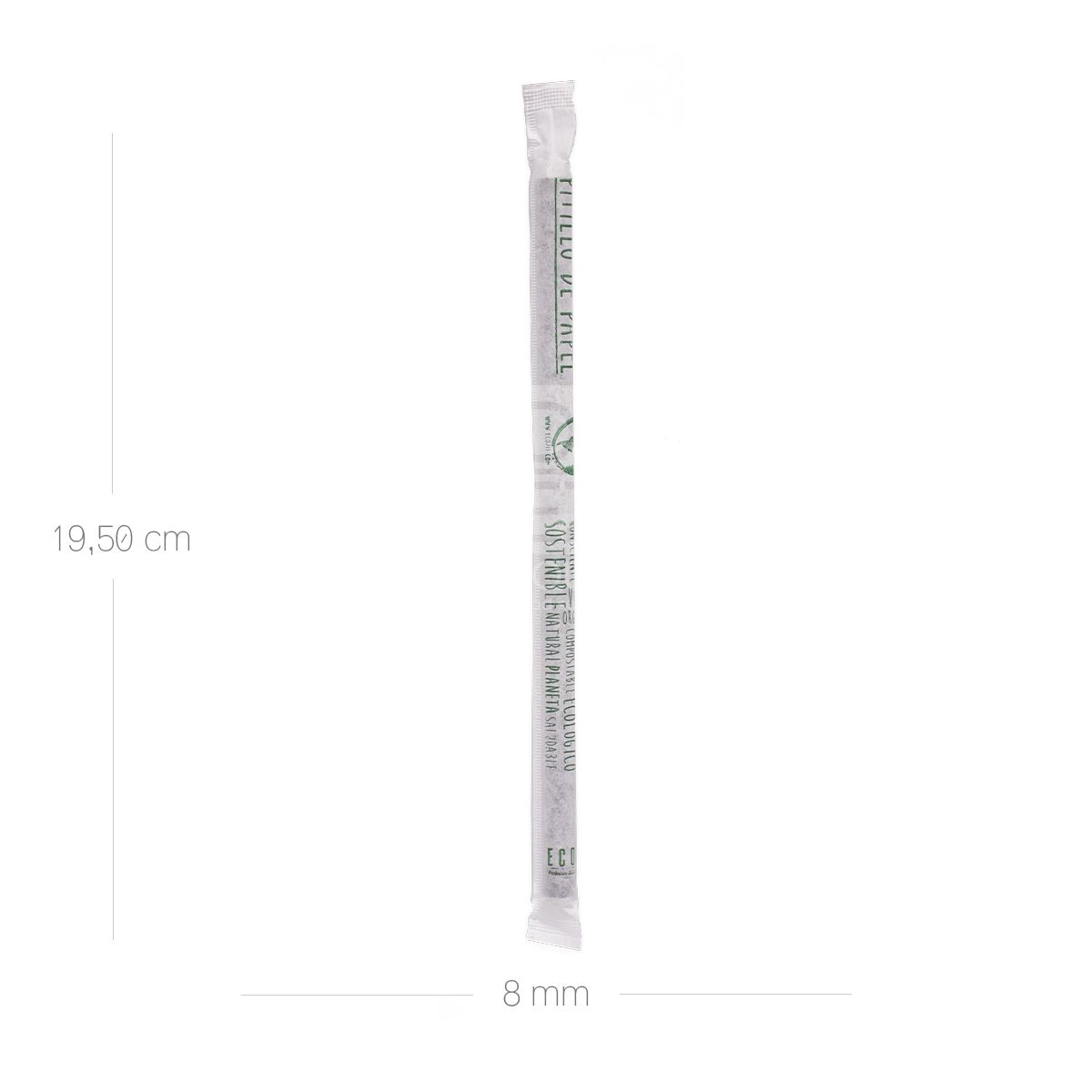 10X Pitillo de Papel Biodegradable Negro 8x197mm x 200 Bolsa