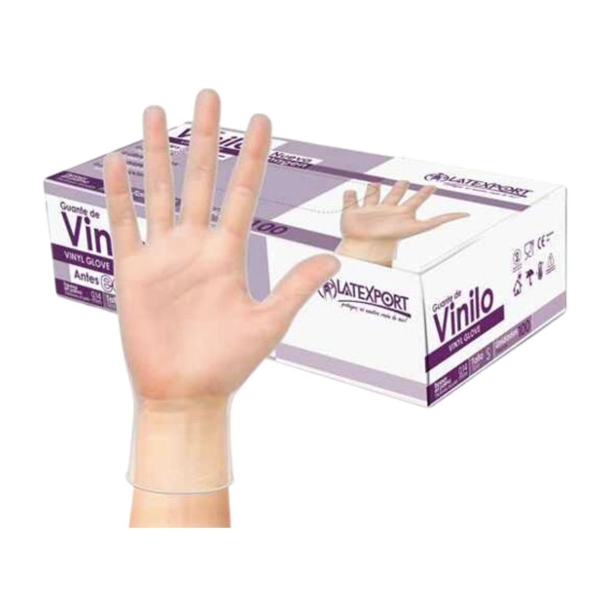 10X Guante Manipulación Vinilo Eco / Latexport Talla M x 100 Und Caja