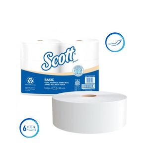 Papel Higiénico Scott Basic Blanco 8820 x 500 Mts x 6 Rollos - Paca - Unidad