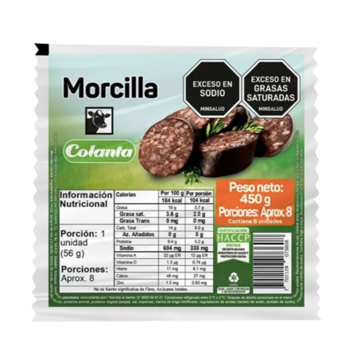 10X Morcilla Colanta x 450 Gr Paquete