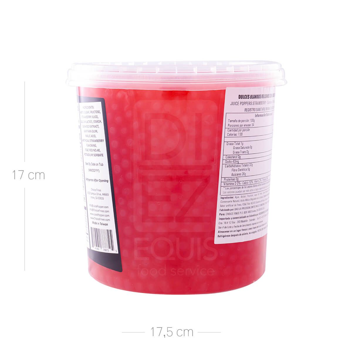 10X Perla Explosiva Fresa Juice Poppers x 3.400 Gr Balde