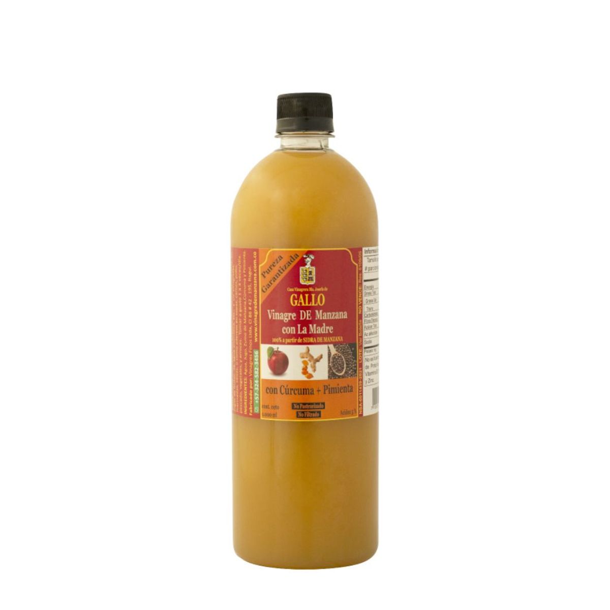 10X Vinagre De Manzana con Curcuma y Pimienta Negra Gallo x 1000 Ml