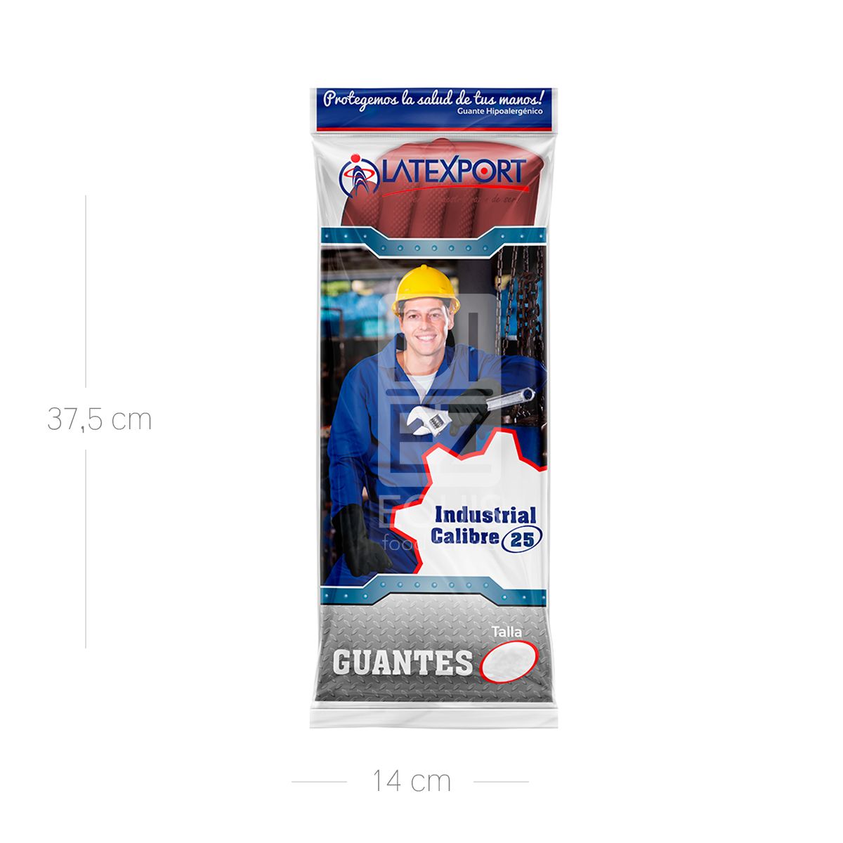 10X Guante Industrial Rojo Latexport Calibre 25 Talla 8 Par