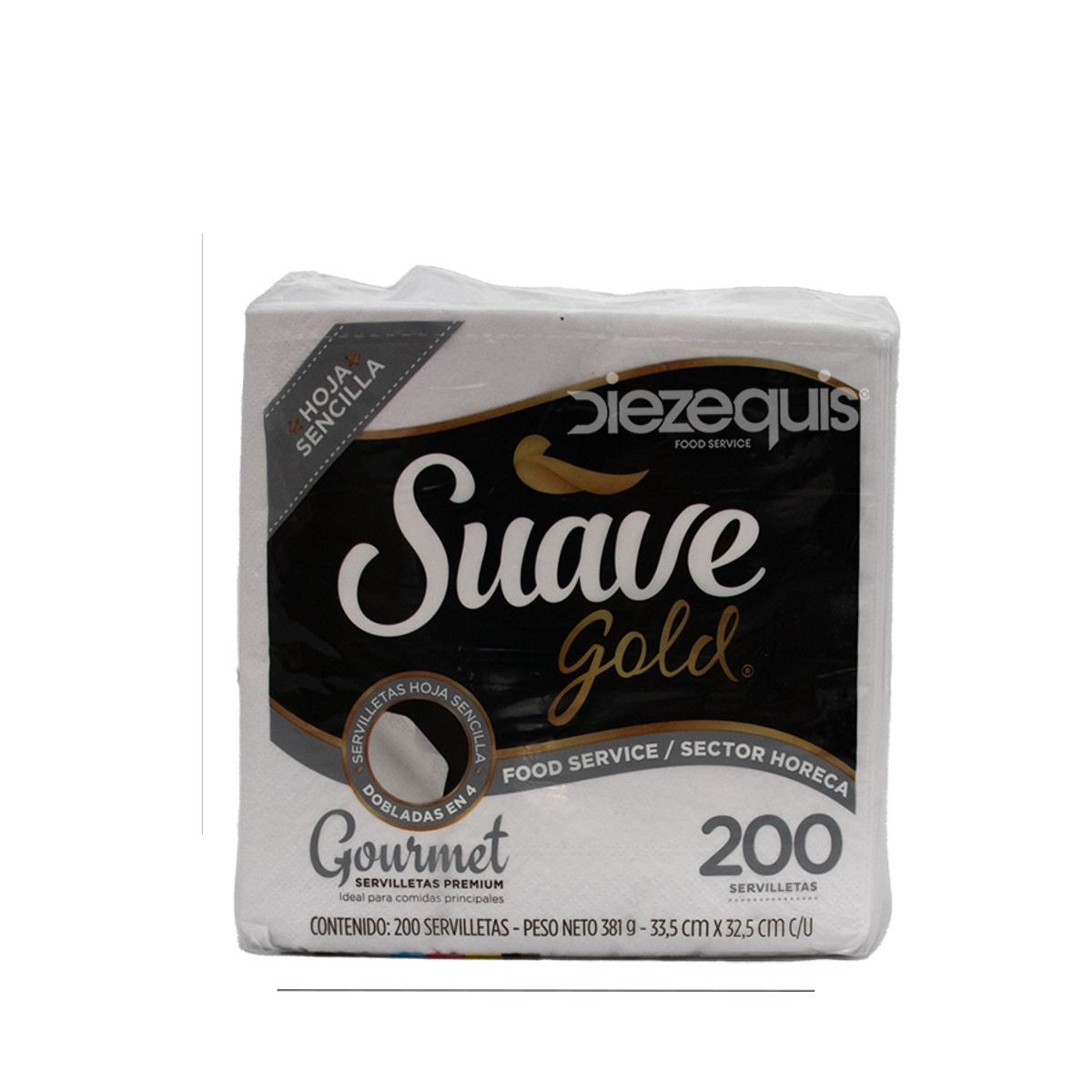 10X Servilleta De Lujo Suave Gourmet Doble Hoja Blanca 33 x 34 Cm 22701 x 200 Und Paquete