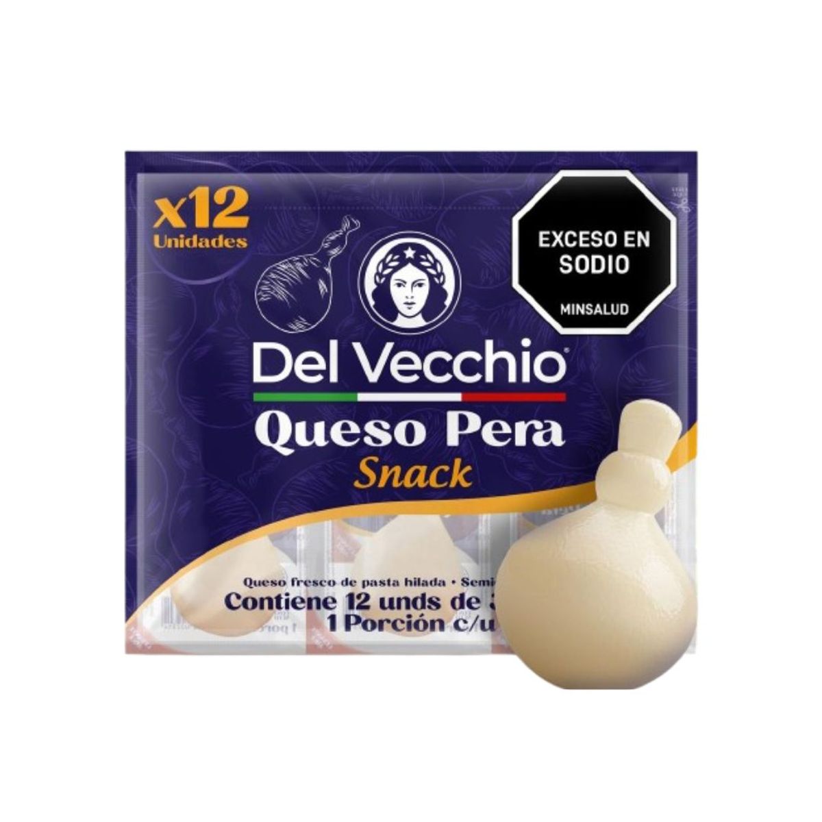 10X Queso Pera Del Vecchio x 38 Gramos x 12 Und (Individual)
