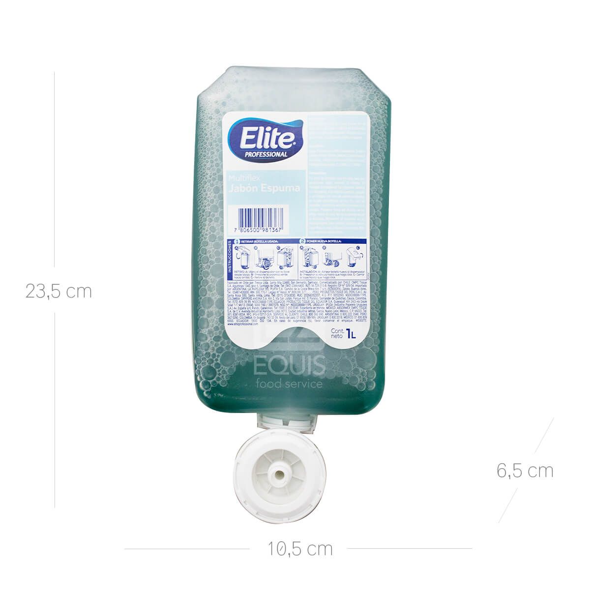 10X Jabón Manos Espuma Elite Multiflex (97012) 910004 x 1000 Ml Botella