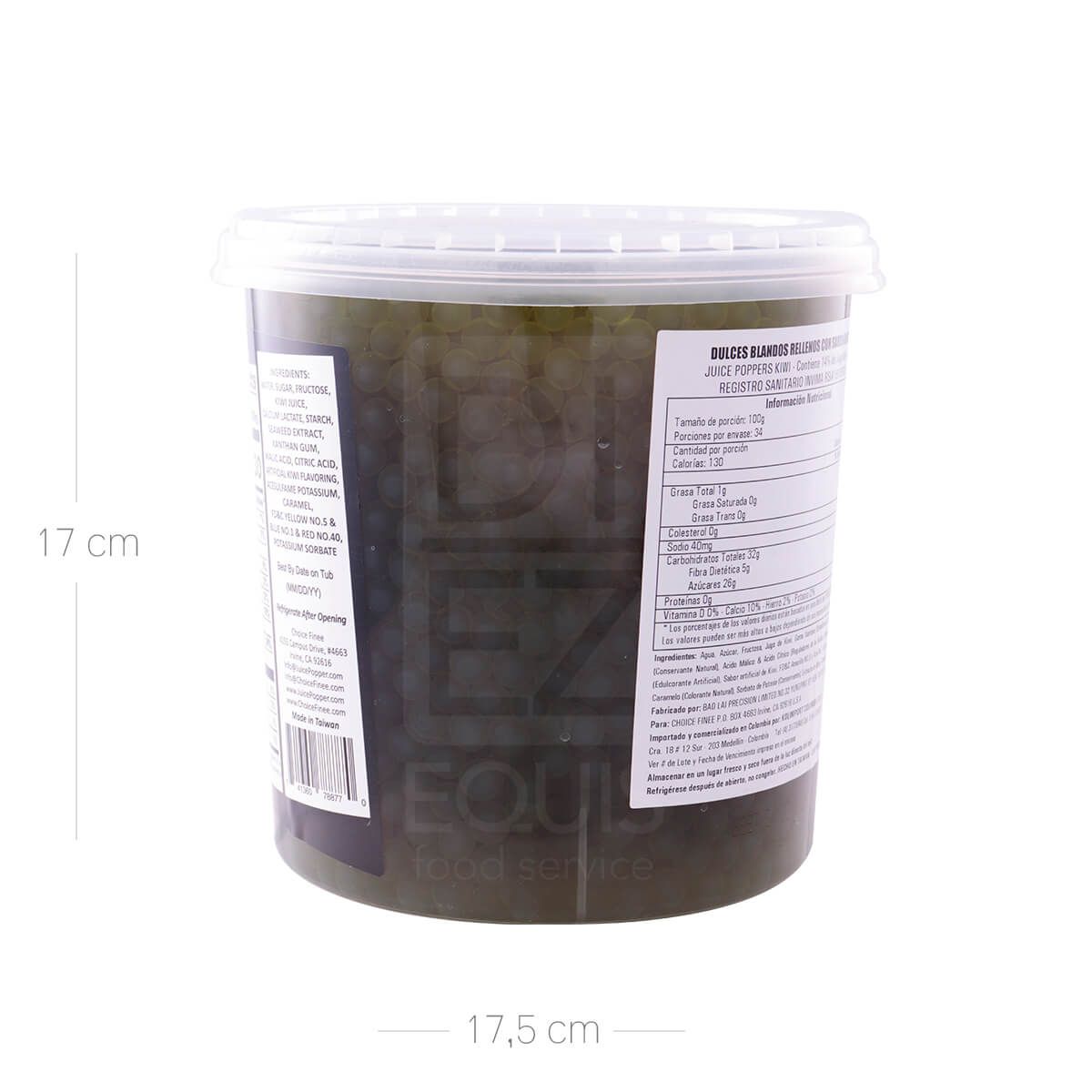 10X Perla Explosiva Kiwi Juice Poppers x 3.400 Gr Balde