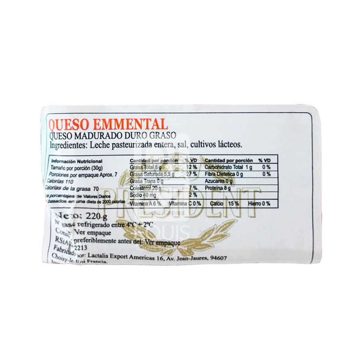 10X Queso Emmental Président Porción x 220 Gr