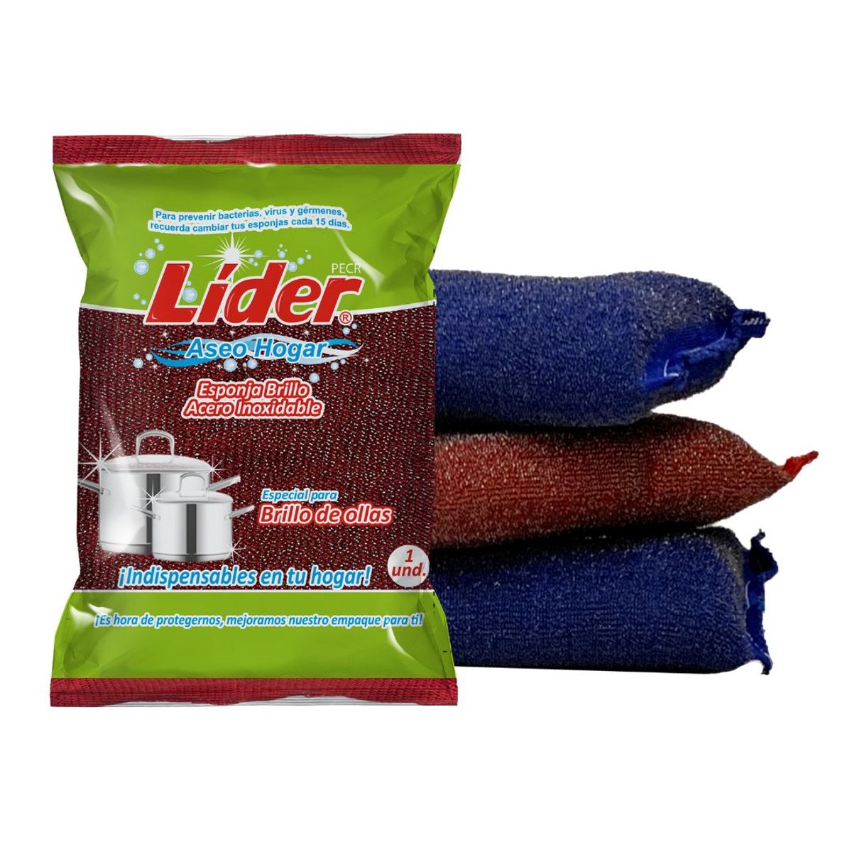10X Esponja Brillo Acero Inoxidable Lider